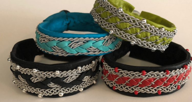Thursday, July 20, 10 am - 3 pm
Katherine Buenger

Create a bracelet inspired by the woven belts and bands of the indigenous Sami people of Northern Europe. Use several sizes of tin thread and leather strips in a variety of colors to design and create your own unique bangle-sized bracelet or cuff. Learn different braiding techniques to add dimension and visual interest, and apply what you learned to future jewelry projects! Please note: this class involves substantial hand sewing. 
Materials fee is $40 for cuff or $30 for bangle, payable to instructor at the time of class, and includes tin thread, leather, threads, needles, and glue.





Instructor Bio:
Katherine Buenger (she/her) has a degree in studio art from Macalester College. She enjoys many fiber-related arts, including weaving, spinning, ply-split braiding, button making, and braiding with Sami tin thread. Whether it is spinning the yellow pages, computer tape, or adding telephone wire to weavings, she likes finding something different and fun to do with her art. She is not afraid to break the rules and try something new, and encourages others to do the same. Katherine has taught at The Weavers Guild of Minnesota, Midwest Weavers Conference, Minnesota Federation of Weavers and Spinners, White Bear Center for the Arts, Marine Mills Folk School, American Kumihimo Society, Upper Midwest Bead Society and other venues. After teaching thousands of students, she is still having fun sharing her crafts with others.



NOTE: Under SHIPPING in your shopping cart, PLEASE CHECK “CLASS/EVENT: NO SHIPPING REQUIRED
