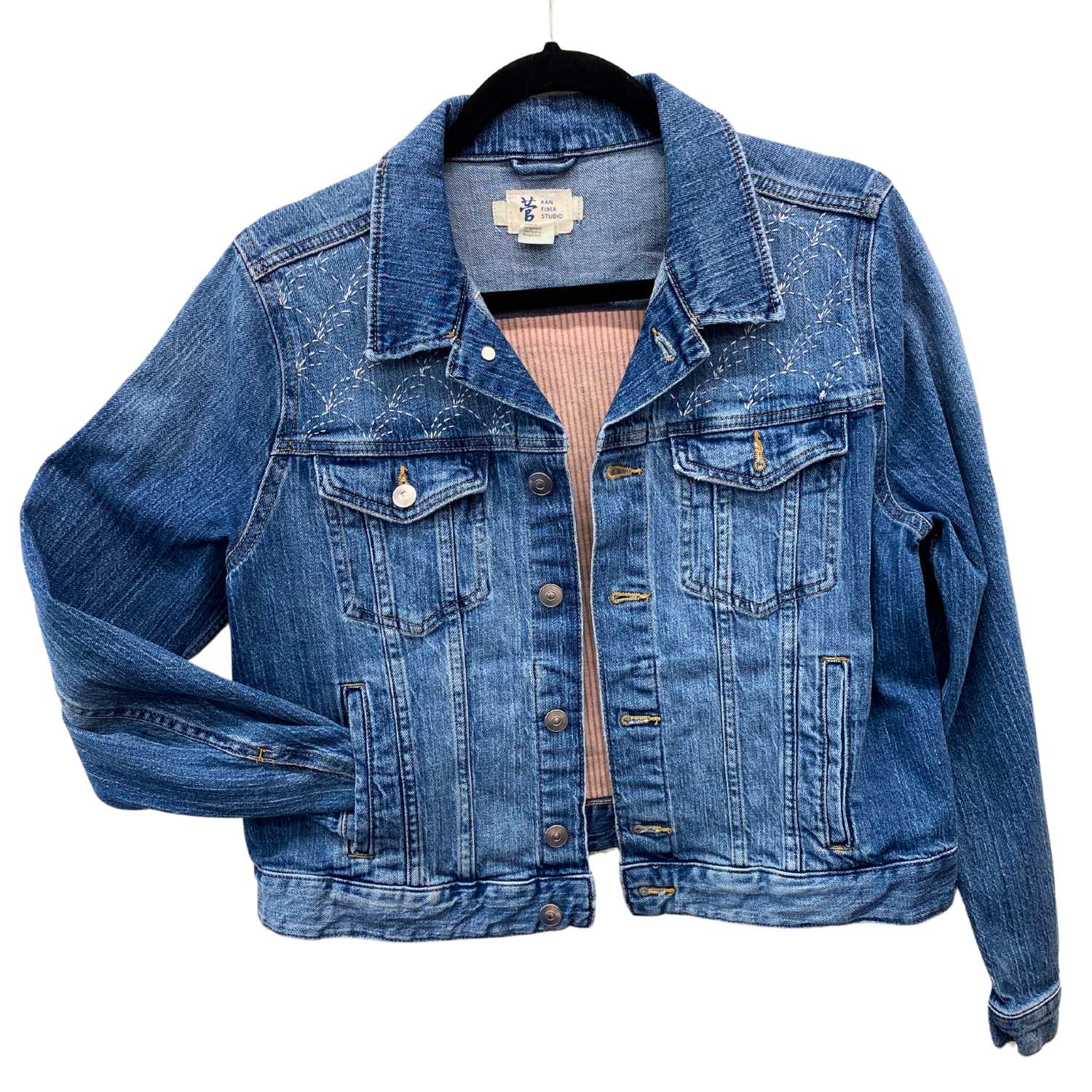 Denim Blue Stitched Denim Jacket & Skirt LLA0320