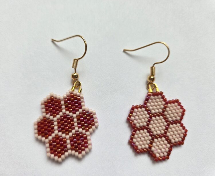 Beaded Peyote Flower Earrings