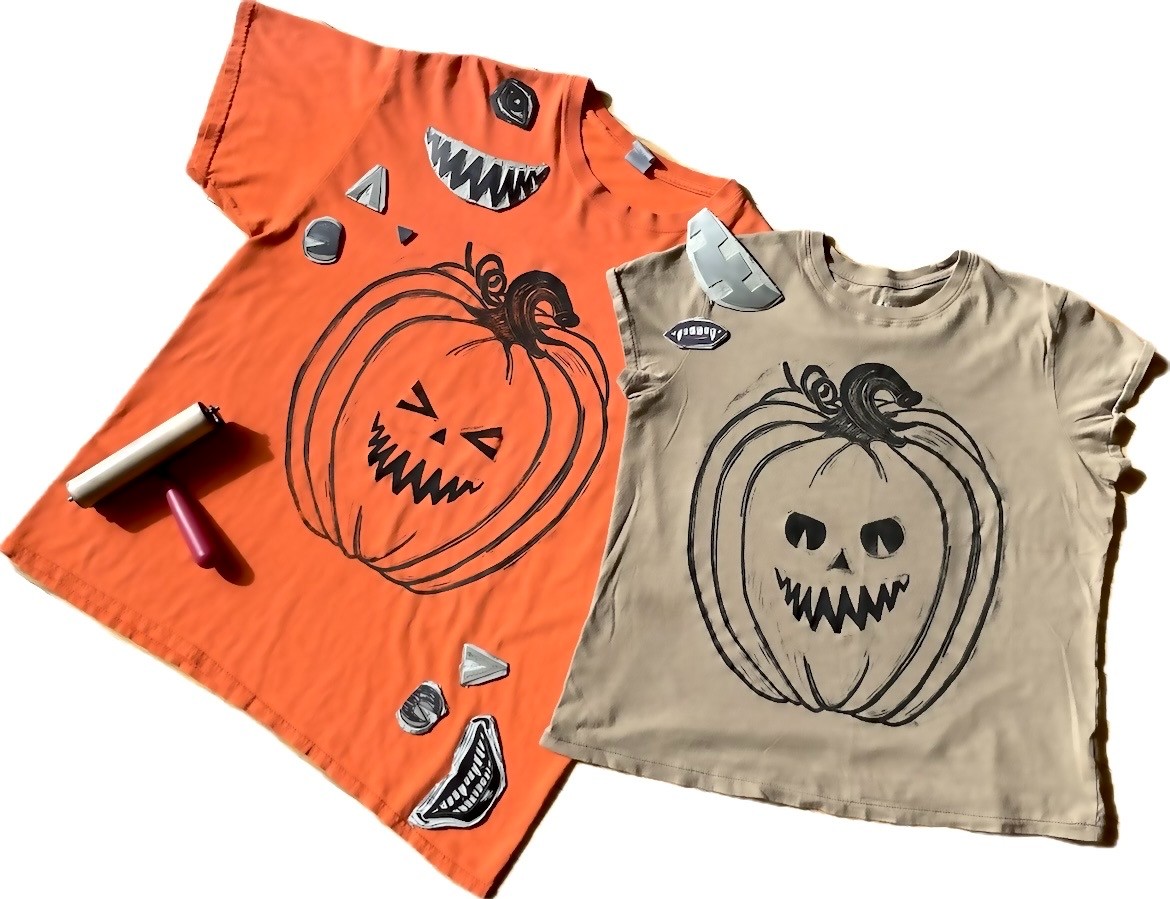 Block Printed Jack-O'-Lantern T-Shirt - October 2026 - Image 2