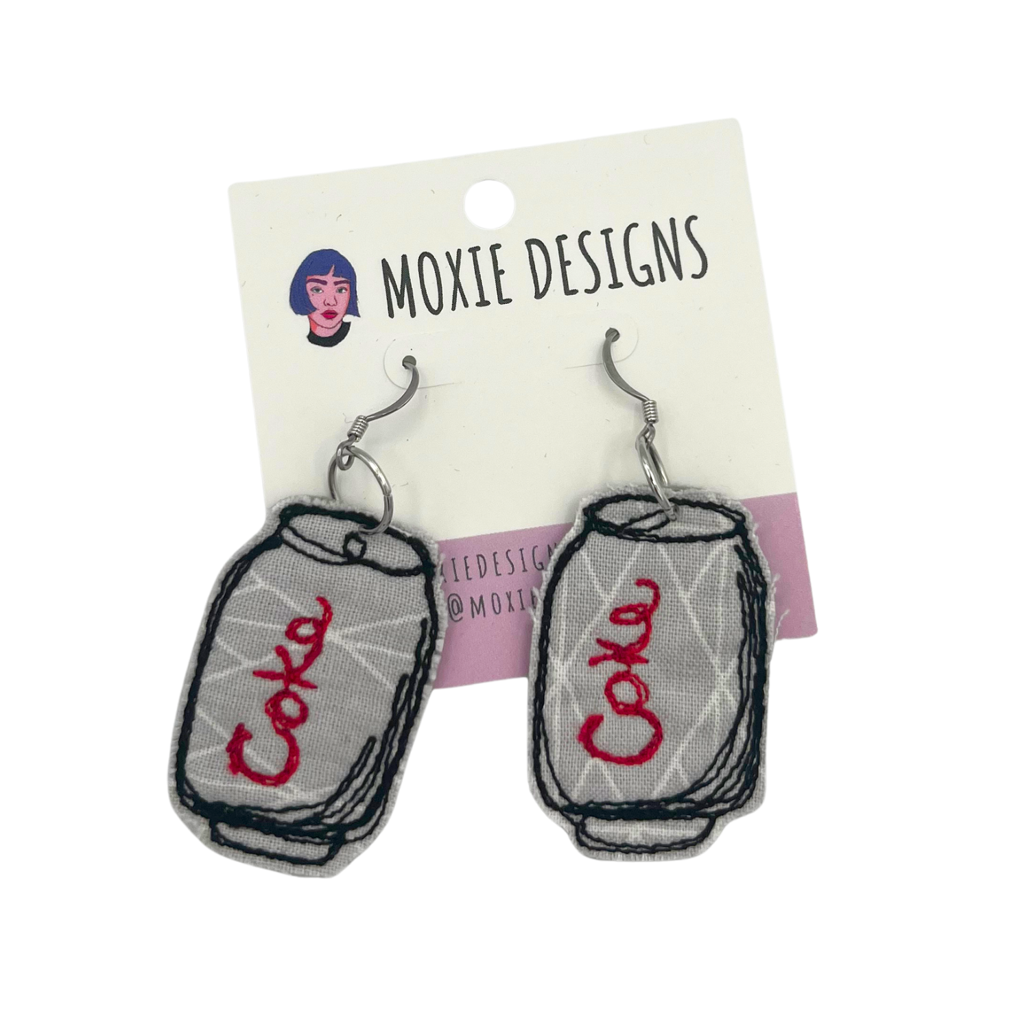 Moxie Designs Quilted Diet Coke Earrings