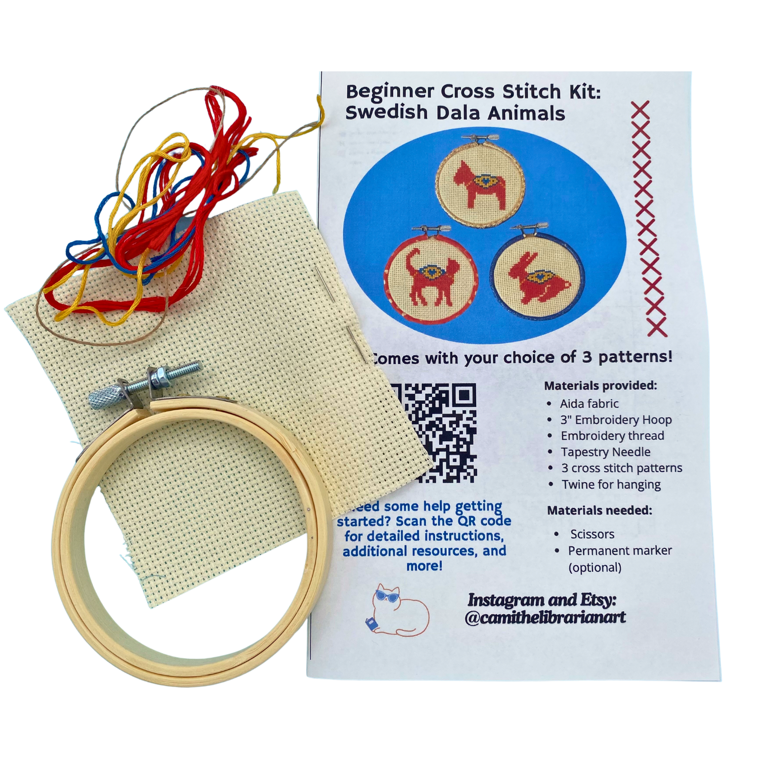 Cami Andersen Swedish Dala Animals Cross Stitch Kit